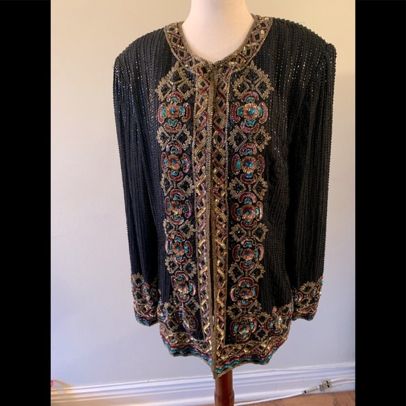 Vintage Beaded Silk Blazer - Picture 1 of 5